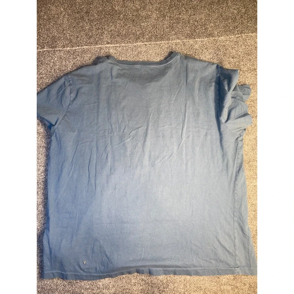 Polo Ralph Lauren Tee Shirt Mens XL Blue Solid Relaxed Fit Rib V Neck‎ Pony Logo